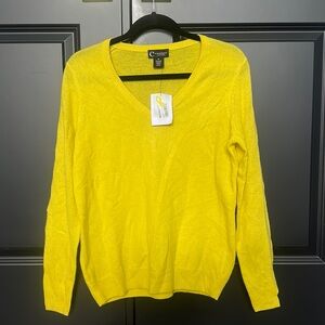 NWT Lemon Drop Cashmere V-Neck Sweater